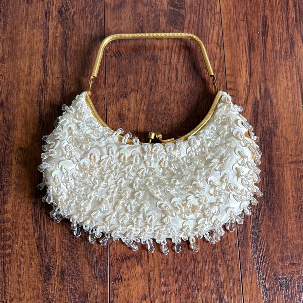 Vintage Handbag with Gold Handle